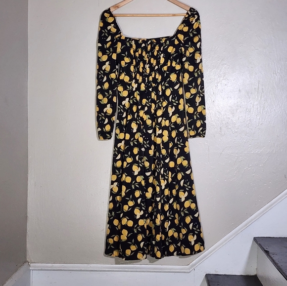 O.P.T Floral Black and Yellow Women's Dress - Picture 2 of 7
